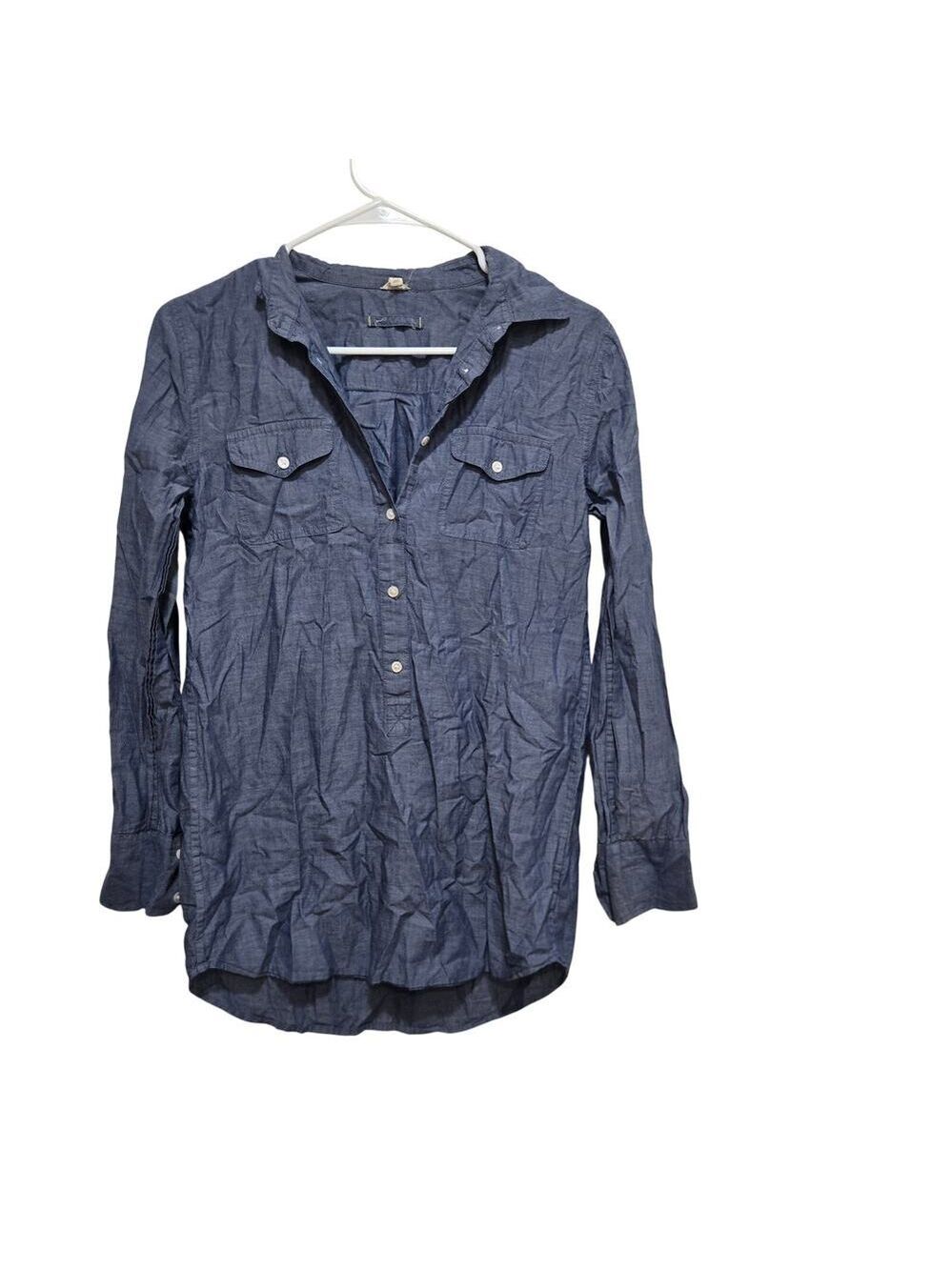 J.Crew Blue Chambray Utility Popover Shirt XS